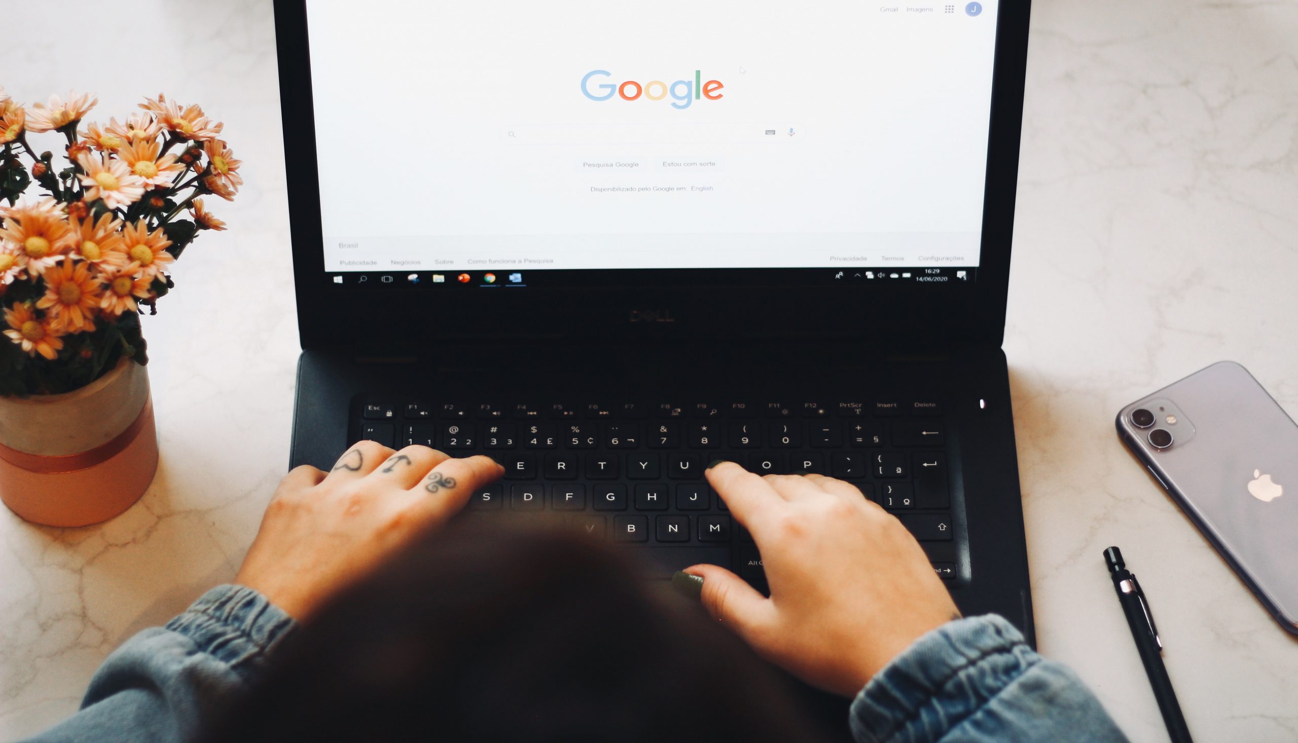 Laptop showing Google Search